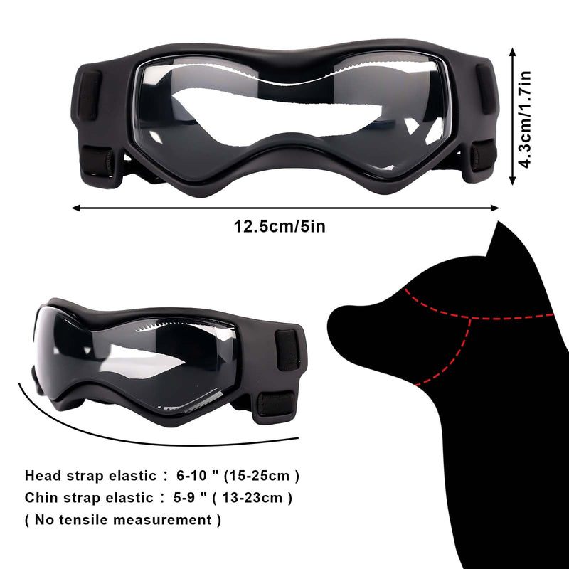 Small Breed Dog Sunglasses, Dog Goggles for Small Dogs Windproof Anti-Fog Dog Glasses Adjustable Dog Goggles for Pet Small Medium Dogs Outdoor Eye Protection (Black) Black