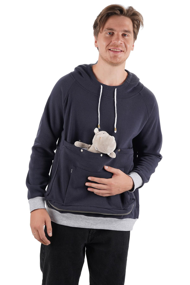 ALYC Cat Dog Carrier Hoodie Big Pet Pouch Sweatshirt Puppy Kitten Holder Carrier Pullover Top Kangaroo Unisex Hoodies Small Navy - PawsPlanet Australia