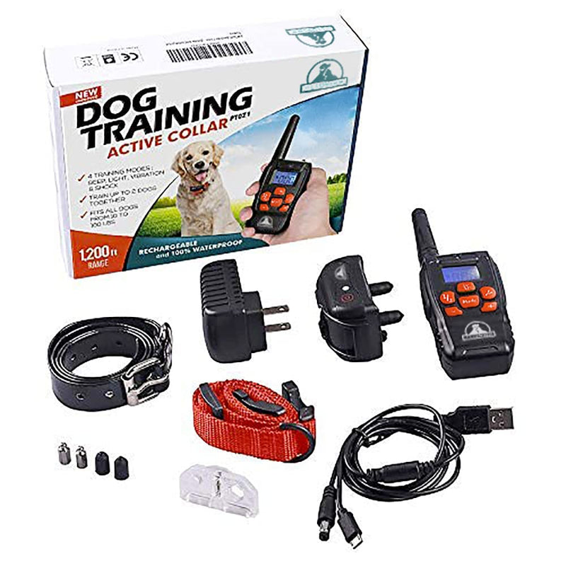 Pet Union PT0Z1 Premium Training Shock Collar for Dogs with Remote - Fully Waterproof, 4 Adjustable Training Modes - Shock, Vibration, Beep - Up to 1200ft Range Red - PawsPlanet Australia