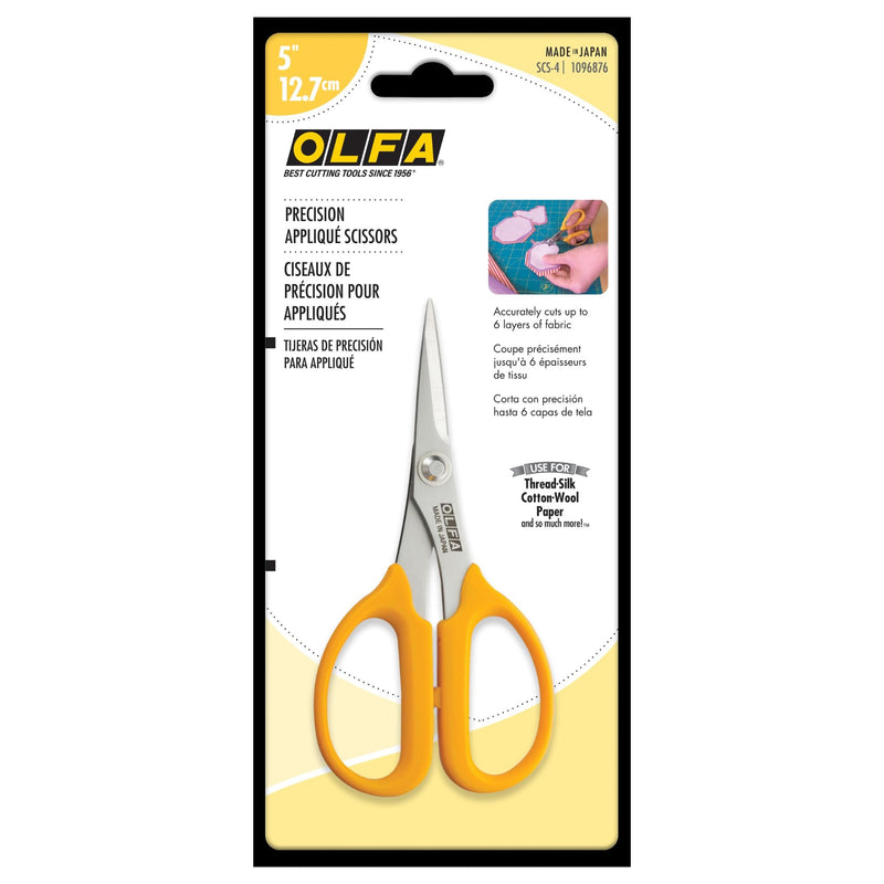 OLFA 5" Straight Edge Stainless Steel Scissors (SCS-4) - 5 Inch Multi-Purpose Heavy Duty Precision Scissors w/Sharp Blades & Comfort Grip for Home, Fabric, Sewing, Paper, Garden - PawsPlanet Australia