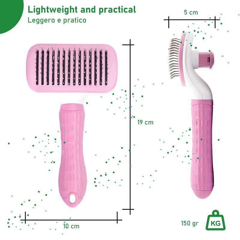 oft Brush for Dogs and Cats, Self-cleaning Pet Brush, Removing Dead and Excess Hair, does not scratch animal skin, pet supplies accessories, zero pain (Rose) pink