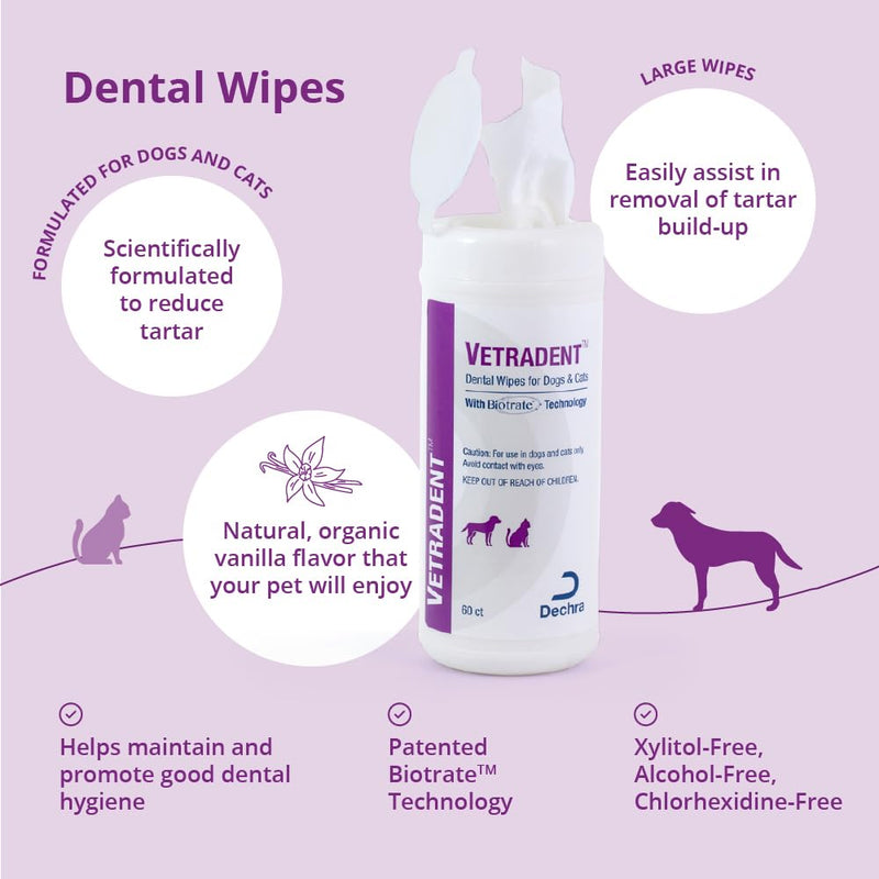 Vetradent Dental Wipes, 60 ct 60ct White