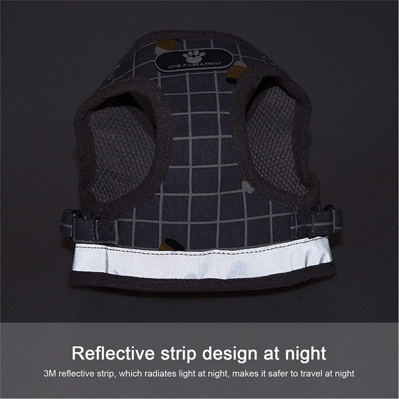 No Pull Small Dog Harness and Leash Set, Soft Mesh Plaid Puppy Harness, Adjustable & Comfortable Padded Reflective Vest for Small Dogs and Pet Kitten Walking(Khaki, S 11.8” – 13.3”) Khaki S 11.8” – 13.3” - PawsPlanet Australia