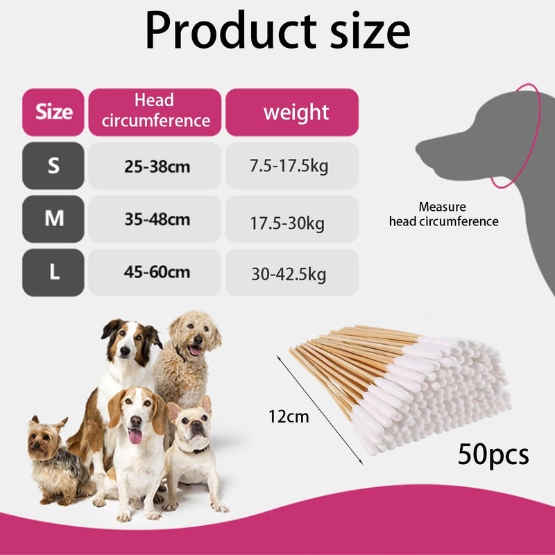 GWAWG Dog Ears Cover with 50 Pcs Pet Cleaner Cotton Buds Comfort Dog Ear Muffs Noise Protection Adjustable Pet Ears Wrap Quiet Waterproof Snood Covers for Bath Grooming Thunder Fireworks (S) S