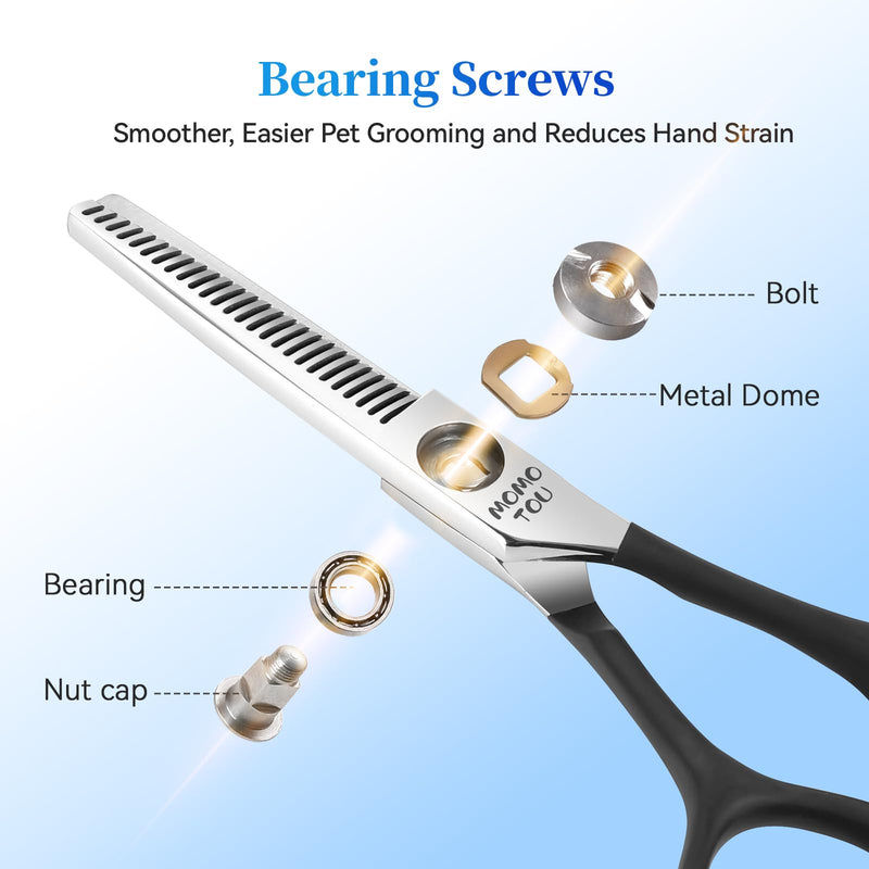 4.5" Small Dog Grooming Scissors with Comfortable Non-slip Handle and Safety Round Tip 440C Thinning Sharp Blades Dog Shears for Eyes, Ears and Paws Easy to Use. Thinning Scissors - PawsPlanet Australia