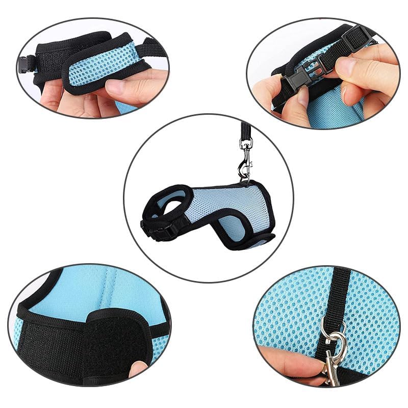 MANON ROSA Rabbit Harness and Leash Set - Adjustable Escape-Proof Training and Walking Gear for Guinea Pigs Bunnies Chinchillas Hamsters Ferrets Rats Kittens and Small Dogs Puppies Cats (Black,L) Black L - PawsPlanet Australia