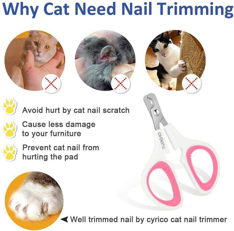 OneCut Pet Nail Clippers, Update Version Cat & Kitten Claw Nail Clippers for Trimming, Professional Pet Nail Clippers Best for a Cat, Puppy,Rabbit, Kitten & Small Dog,Sharp & Safe (Pink) Pink