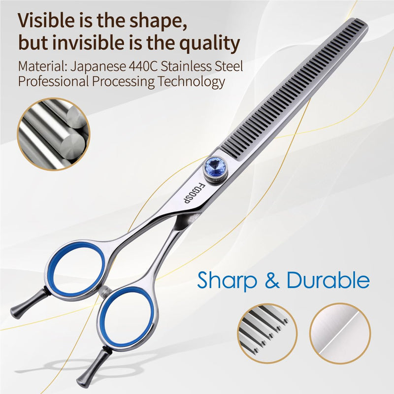 Left Handed Thinning Shears for Dogs 7in Professional Dog Thinning Shears for Grooming 56 Teeth Dog Grooming Scissors for Pet Cat Japanese 440C Stainless Steel(7.0'' Blending) 7.0 inch - PawsPlanet Australia