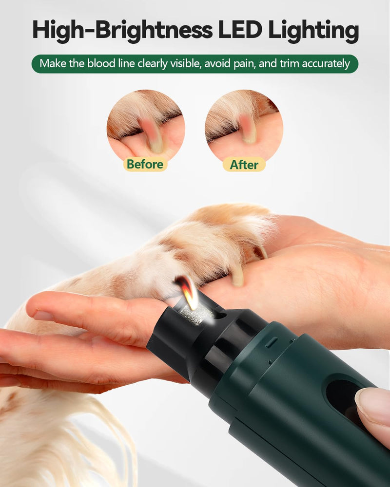 Silent Dog Nail Grinder, Rechargeable Electric Pet Claw Trimmer with Diamond Grinding Head, Safe & Low Noise Nail File for Small, Medium & Large Dogs, Cats and Other Pets