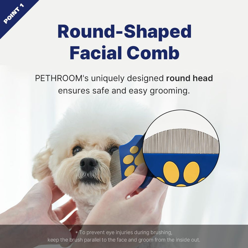 PETHROOM Easy Facial Comb & Matt Splitter – Gentle Tear Stain & Mat Remover for Dogs & Cats, Ultra-Fine Stainless-Steel Teeth & Safe Dematting Blade for Painless Grooming - PawsPlanet Australia