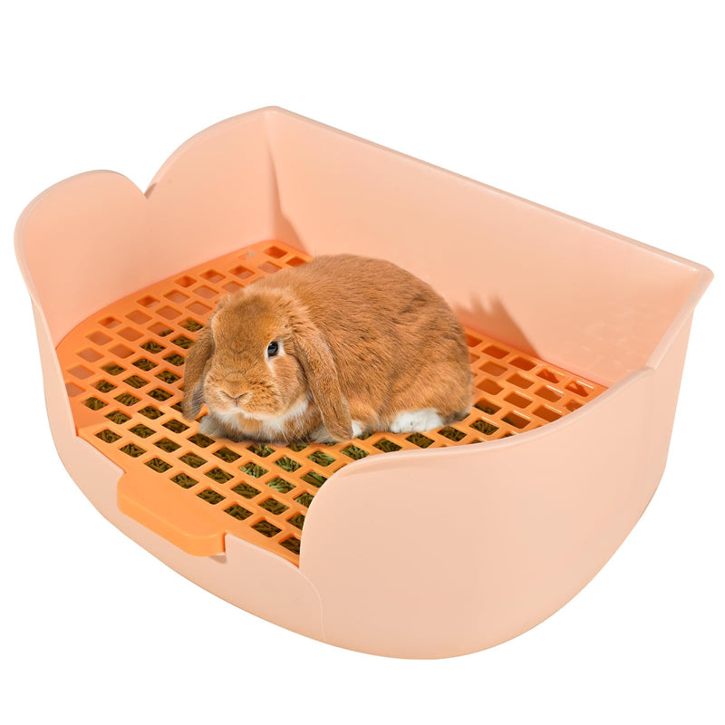 Large Bunny Litter Box (17" x 11.9" x 6.2") Small Animal Litter Pet Toilet Potty Trainer Corner Litter Bedding Box Pet Pan for Rabbit Guinea Pig Easy to Clean (Orange) Orange