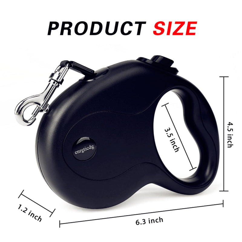 16Ft Retractable Dog Leash,Light Weight Leash for Small to Medium Dogs/Cats Up to 50lbs,Stainless Steel Spring Strong Nylon Tape, Tangle Free, One-Handed Brake (black) black - PawsPlanet Australia