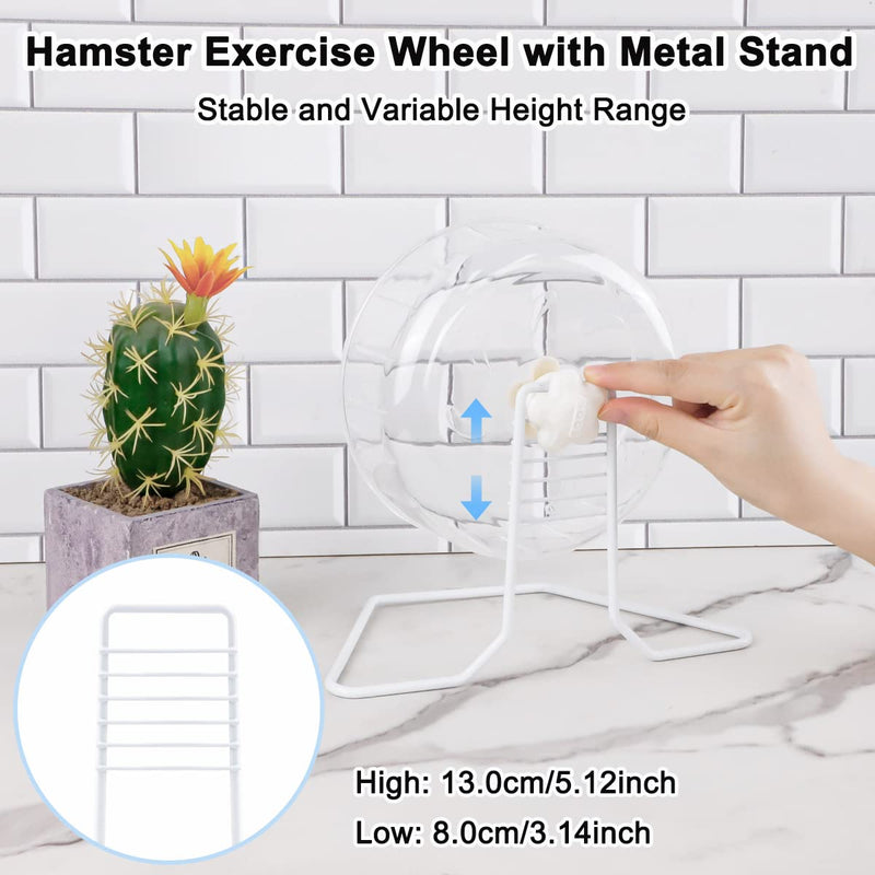 6.7inch Hamster Exercise Wheel, FHDUSRYO Transparent Hamster Running Wheel with Metal Stand, Silent Spinner Hamster Wheel, Pet Running Toy Cage Accessory for Small Animals, Mice Rat, Hedgehog - PawsPlanet Australia