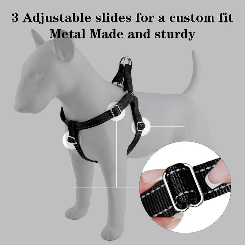 Plutus Pet Step in Dog Harness, Reflective, Adjustable, and Secure with Metal Buckles, Quick Fit Dog Harness for Puppy, Small, Medium and Large Dogs, Black, M - PawsPlanet Australia