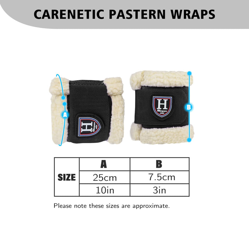 Harrison Howard Essential Premium Horse Pastern Wraps with Berber Fleece Lining, Sold in Pairs Black - PawsPlanet Australia