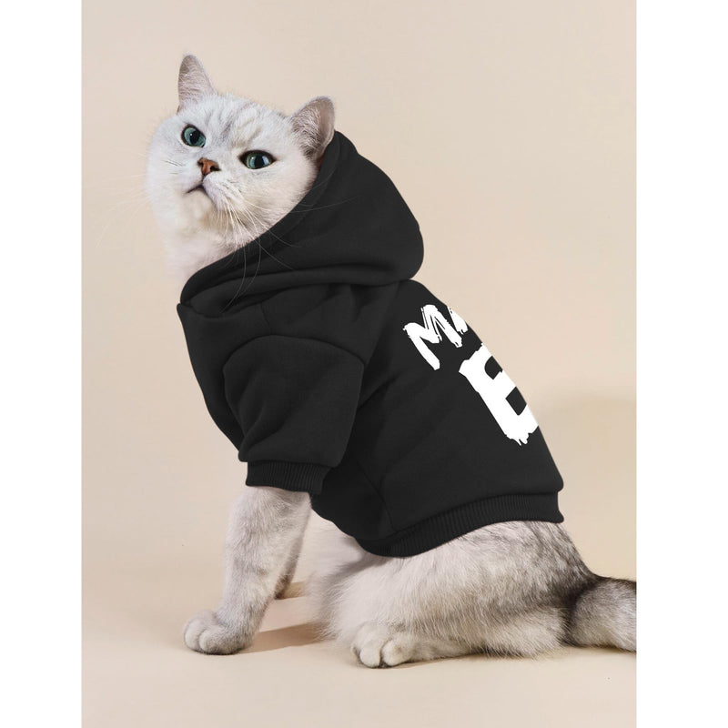 Cat Hoodies for Cats Pet Puppy Clothes Dog Hoodie Mama'Boy Printed Hooded Sweatshirt for Small Medium Size Dogs(Black,L) Black Large - PawsPlanet Australia