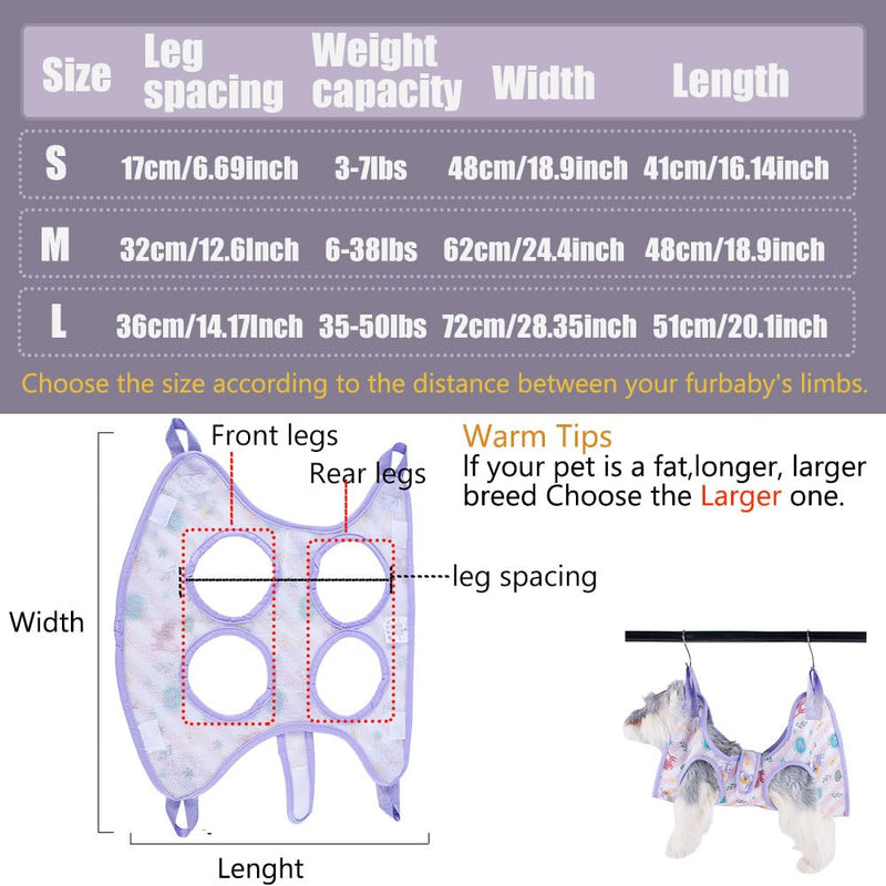 AIO Cat & Dog Restraint Sling for Nail Trimming Foldable Dog Grooming Supet Relaxation Hammock Harness for Pet Grooming S Pink Pink grid Small
