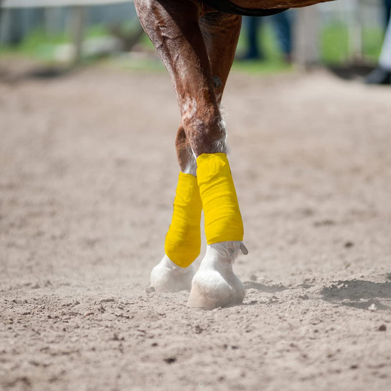 Horse Polo Wraps 2.5m Soft Fleece Polo Wraps Equestrian Leg Bandage Wrap Set of 4 Packs (Yellow - 2.5m) Yellow - 2.5m - PawsPlanet Australia