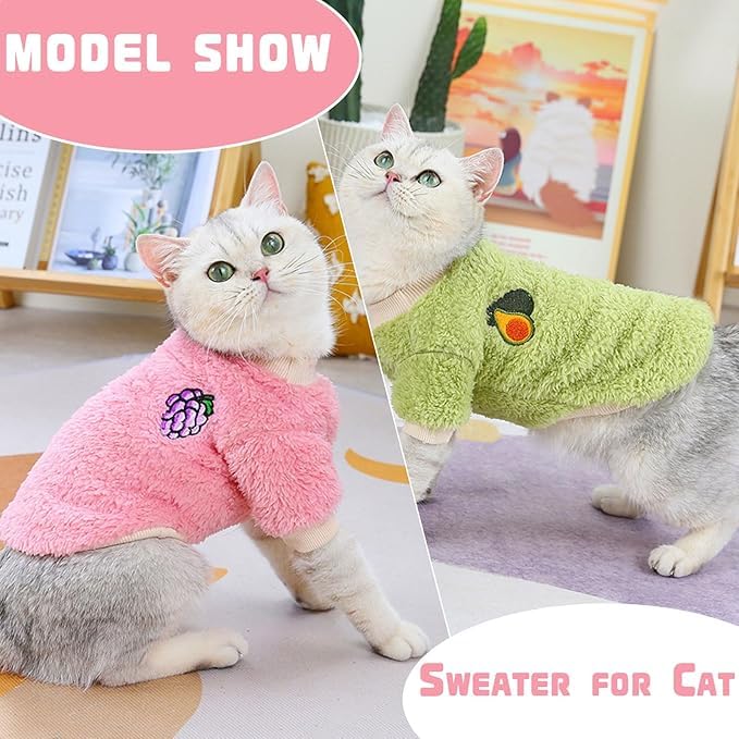 2 Pieces Dog Sweaters for Small Dogs Girl Fall Small Dog Sweater Winter Warm Puppy Clothes Fleece Chihuahua Sweater Cute X-Small Dog Clothes for Girls Cat Clothes XXL S - PawsPlanet Australia