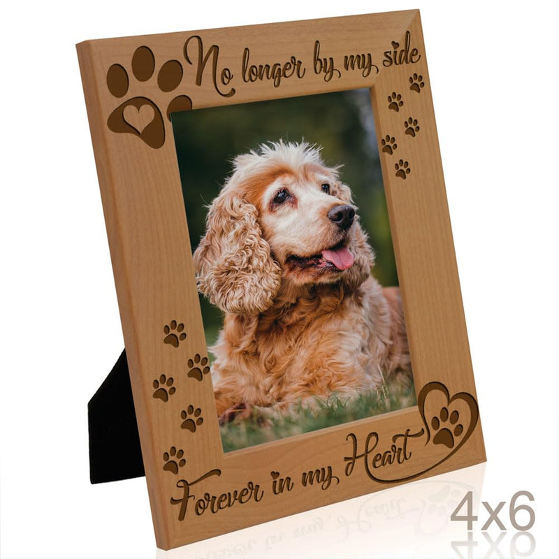 KATE POSH No Longer by my Side, Forever in my Heart Wood Picture Frame. Pet Memorial for Dog or Cat. (4x6-Vertical) 4x6-Vertical - PawsPlanet Australia
