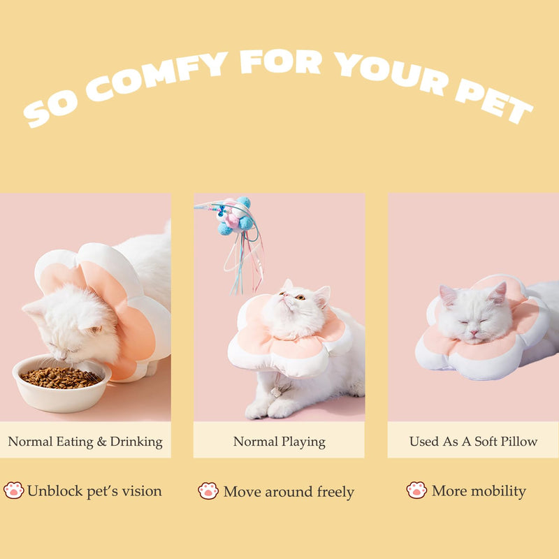 Cat Cone Collar Soft, Adjustable Kitten Cones After Surgery, Waterproof Kitten e Collar Soft to Stop Licking(Pink Flower, XS) Pink Flower