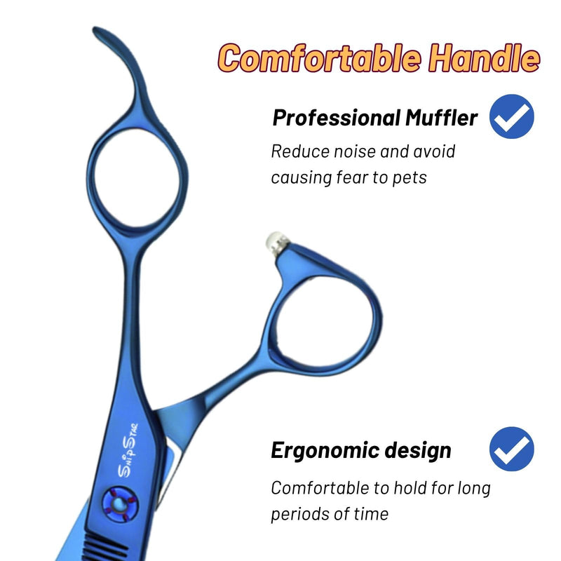 7in Professional Thinning Shears for Dog Grooming Scissors, Japanese VG10 Stainless Steel Sharp Blending Shears, 25% Thinning Trimming Scissors for Dogs Cats, 56 Teeth Texturizing Shear for Groomer Blue Thinner - PawsPlanet Australia