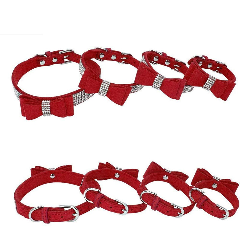 Rhinestone Dog Collar, Crystal Diamond Pet Dog Collar, Cute Dazzling Dog Rhinestone Collar, Dog Collar Harness for Small & Medium Dogs Red - PawsPlanet Australia