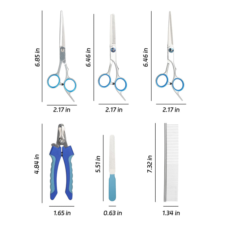 6-piece set of pet grooming scissors and nail clippers - professional dog and cat nail clipper set, equipped with grooming scissors and nail clippers - suitable for pet dogs and cats - PawsPlanet Australia