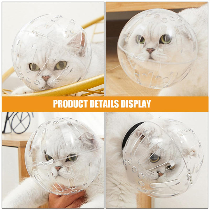 PRETYZOOM Durchsichtiger Atmungsaktiver Helm für Katzen und Hunde aus Abs mit Verstellbarem Nackenumfang 27 31cm für Sicheren Schutz