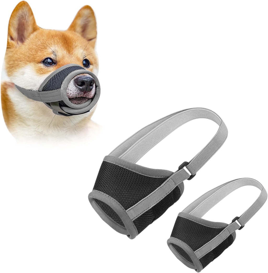 Adjustable Strap Muzzles - Grey - 2 Pcs for Small to Medium Dogs - PawsPlanet Australia