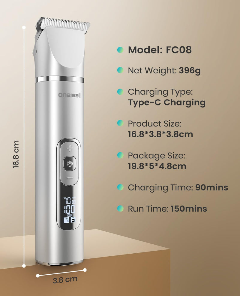 oneisall Dog Clippers Grooming Kit 4 in1,Low Noise Dog Paw Trimmer,Cordless Quiet Pet Shaver Trimmer Nail Grinder for Dogs and Cats