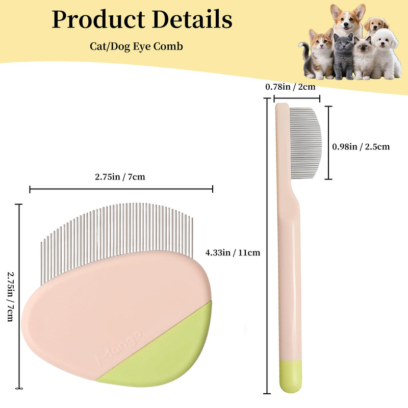 2 Pack Stainless Steel Dog Eye Comb - Small Design for Pet Facial & Paw Grooming, Round-Tip Arc Teeth, ABS Handle, Puppy Flea Brush, Fit Yorkie, Shih Tzu, Maltese Maltipoo Pomeranian - PawsPlanet Australia