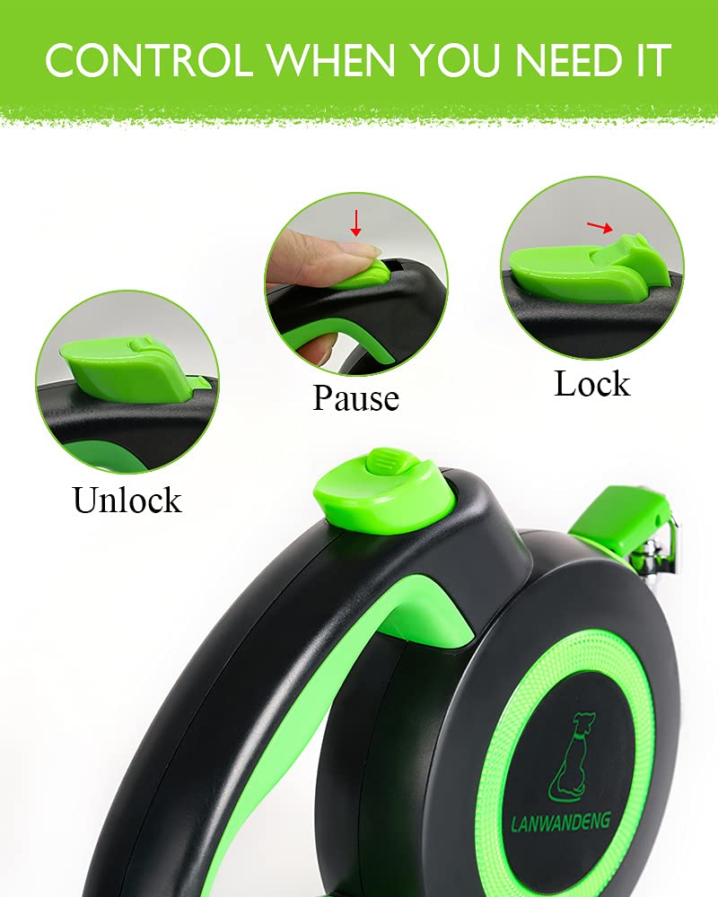 Chew Proof Retractable Dog Leash with 2 Heavy Duty Anti-Chewing Wire Ropes, 16FT Leashes 360 Tangle Free for 2 Dogs, Dual Dog Lead for Small/Medium/Large Dogs Medium Green - PawsPlanet Australia