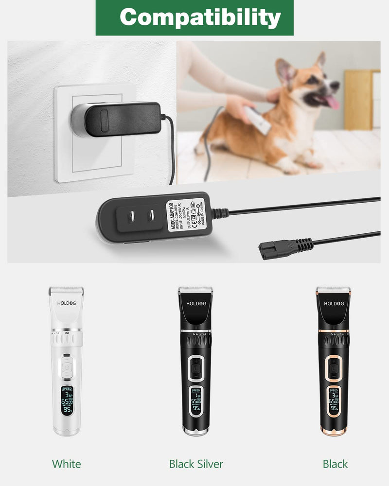 5V Power Cord Replacement HOLDOG Dog Clippers Charger for Professional Heavy Duty Dog Grooming Clipper 3-Speed Low Noise High Power Rechargeable Cordless Pet Grooming Tools - PawsPlanet Australia