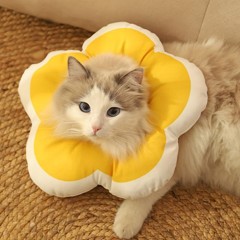Cat Recovery Collar, Cute Waterproof Cat Neck Collar Anti Licking Elizabethan Collar for Cat Dog Surgery Bathing Trimming Yellow 11cm-23cm/4.3"-9.0" - PawsPlanet Australia