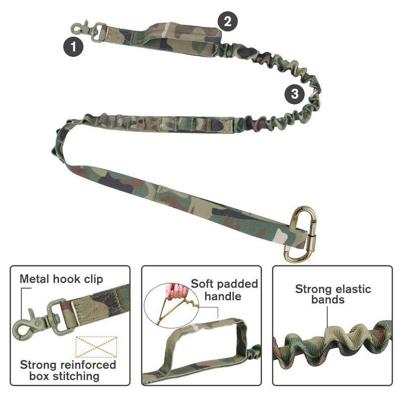 Large Tactical Dog Collar Adjustable Small Tactical Dog Harness and Bungee Dog Leash with Handle - PawsPlanet Australia