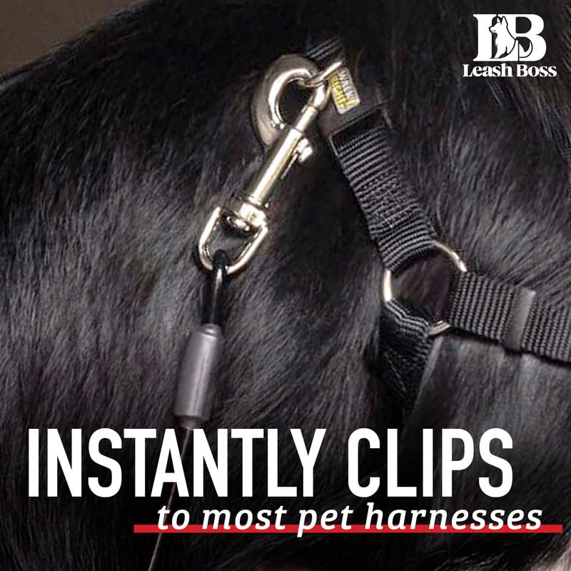 Leash Boss Dog Car Seat Belt Restraint - No-Chew Heavy Duty Car Seatbelt for Pets - 5 Sizes - Coated Steel Rope to Prevent Chewing (31 in) - Restraints for Dogs in Cars - Dog Seat Belt for Car Black - 1-Pack 31in - PawsPlanet Australia