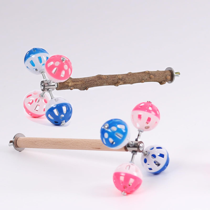 Pepper Wood Bird Perch Toy with Rotating Balls,Bird Stand Toy for Parakeet, Natural Wood Stand Perch Toy for Metal Cage, Fun Toy for Parrots Cockatiels Budgies Budgerigars Parrotlets Lovebirds Ringne Natural pepper wood - PawsPlanet Australia