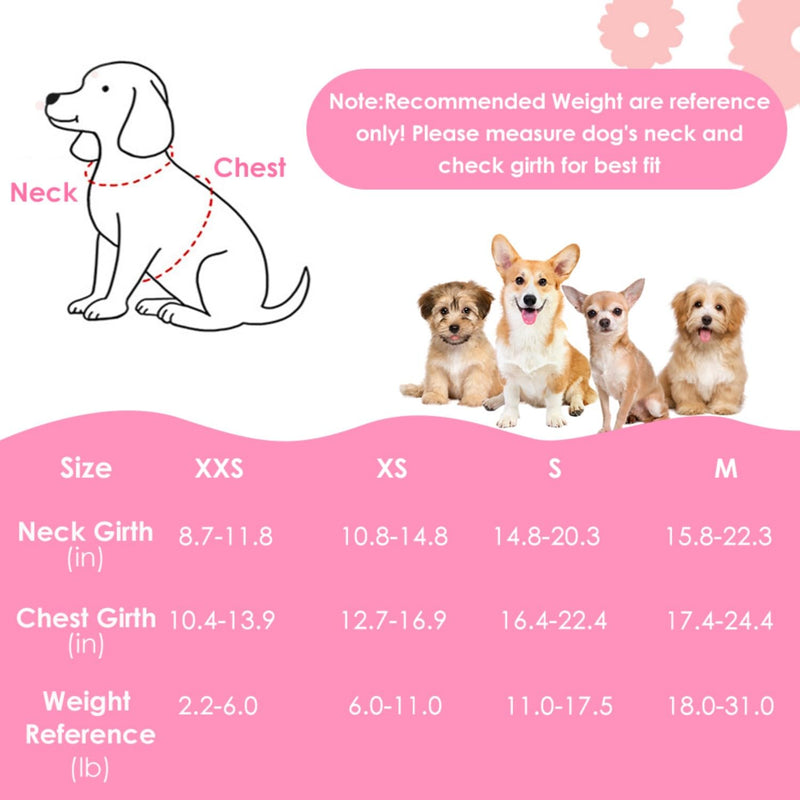 SlowTon Small Dog Harness - No Pull Dog Harness and Leash Set, Soft Mesh Lightweight Puppy Vest Harnesses, Adjustable Pet Harnesses for XXS XS Small Medium Easy Walk Hiking (Pink, XXS) XX-Small 1.Pink Daisy - PawsPlanet Australia