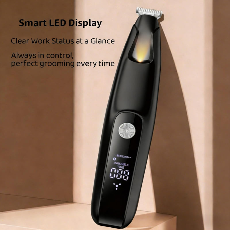 Ultra-Low Noise Dog Paw Trimmer,18mm Wide Blade Paw Groomer with LED Light,USB Rechargeable Paw Shaver with LED Display for Dogs and Cats Black 5002-bk