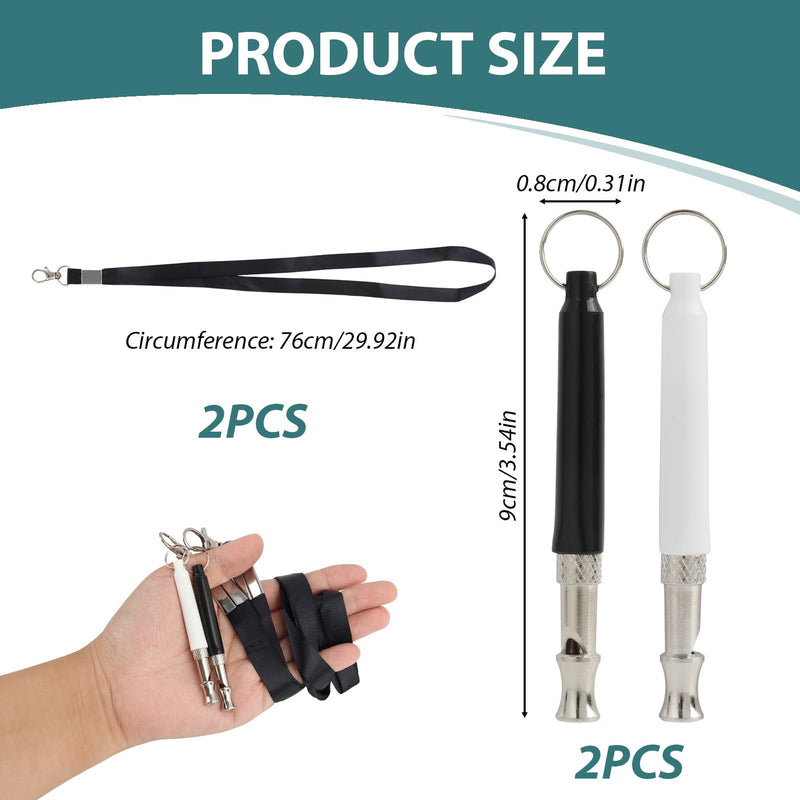2PCS Dog Training Whistle, Silent Dog Whistle with Lanyard, Adjustable Silent Dog Training Whistle to Stop Barking Neighbors Dog and Recall Training(Black and White) - PawsPlanet Australia