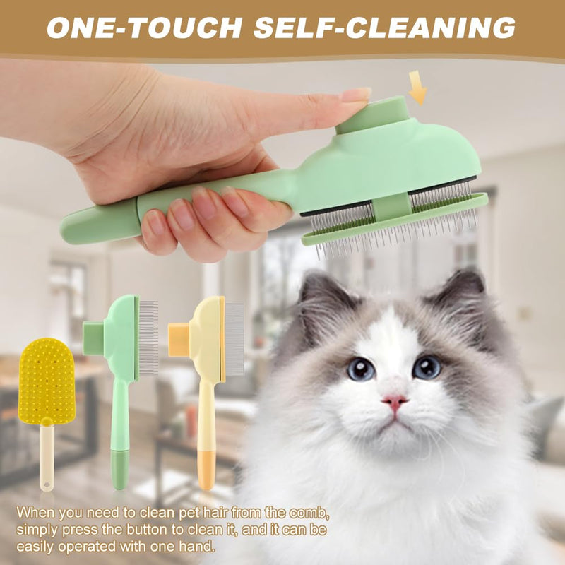 Pet Hair Removal Comb Flea Comb, 3 Pcs Long & Short Stainless Steel Teeth Deshedding Brush, Grooming Pet Hair, Cat Combs for Indoor Cats, Removal Tools - PawsPlanet Australia