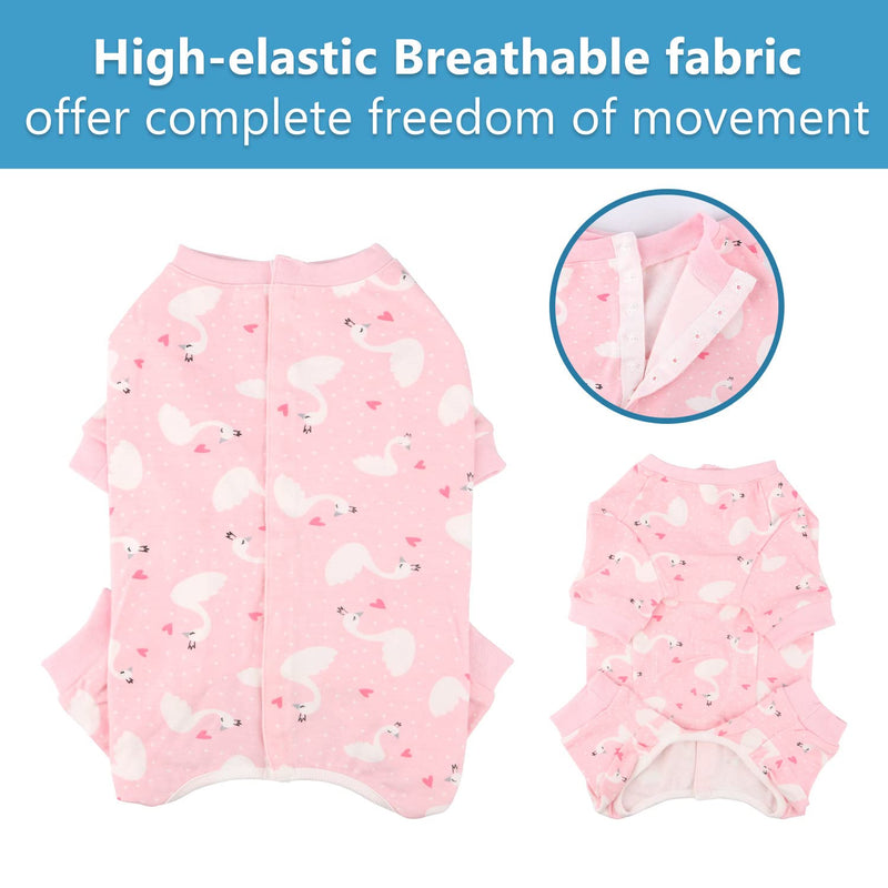 Etdane Dog Surgical Recovery Suit Pet After Surgery Onesies Long Sleeve for Female Male Doggy Alternative Cone E-CollarPink Swan/XL XL(Back:13.7"/35cm;Chest:20.4"/52cm) Pink Swan