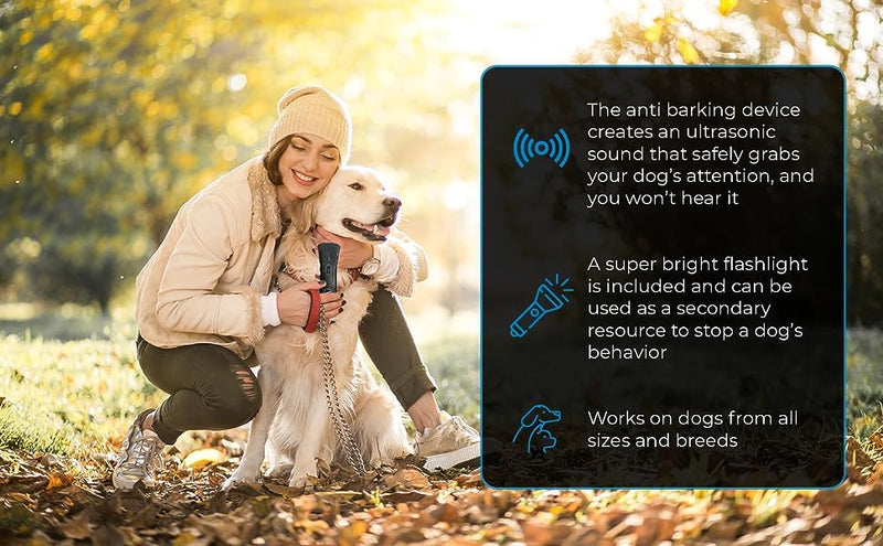 Ultrasonic Dog Bark Deterrent & Behavior Corrector - Stop Barking, Jumping, Aggression Without Yelling -Just Point & Press! Backed by Kevin Harrington from Shark Tank (White Rechargeable) White Rechargeable - PawsPlanet Australia