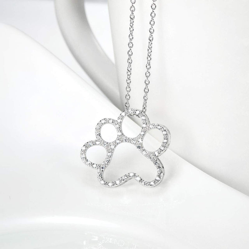 ONEFINITY Paw Print Necklace Sterling Silver Dog Paw Necklace Pet Cat Dog Paw Pendant Jewelry for Women