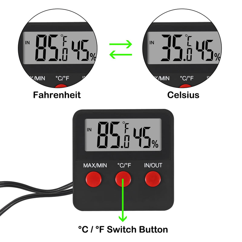 3PCS Digital Reptile Thermometer and Humidity Gauge Remote Probes Reptile Terrarium Thermometer Hygrometer Indoor Outdoor Temperature and Hygrometer Gauge - PawsPlanet Australia