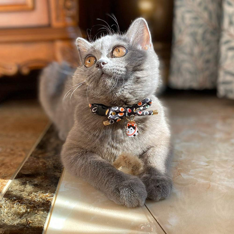 PetSoKoo Cute Bowknot Cat Collar with Bell. Japan Colorful Polka Dots Pattern. Lucky Cat Charm. Safety Breakaway, Soft, for Girl Boy Male Female Adult Cats Small (6-9.5 Inches,16-24cm) Pink - PawsPlanet Australia