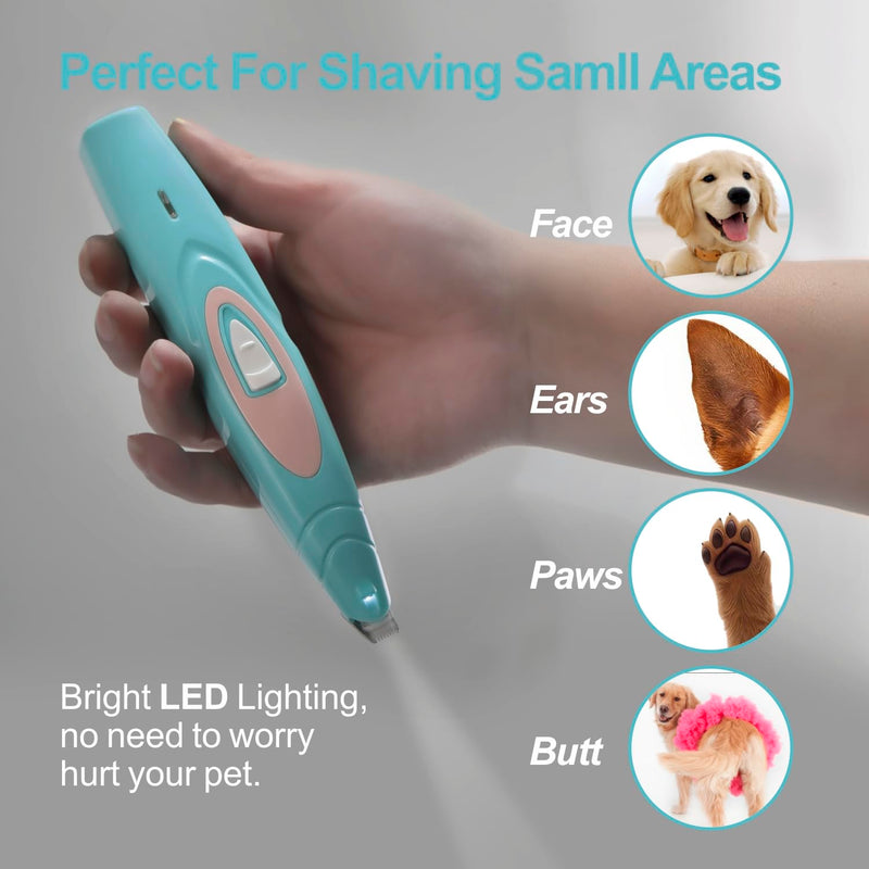 Dog Paw Trimmer with LED Light, Electric Dog Clippers for Groomming, Cordless Rechargeable Low-Noise Pet Micro Precision Trimmer, Shavers for Paws, Ears, Face, Rump - PawsPlanet Australia