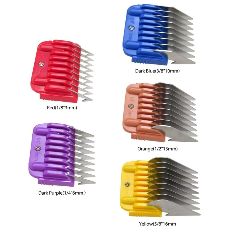 5 Pcs Stainless Steel Pet Clipper Guide Comb Kit for Andis Oster A5 Wahl KM10 Series Clipper Detachable Blade