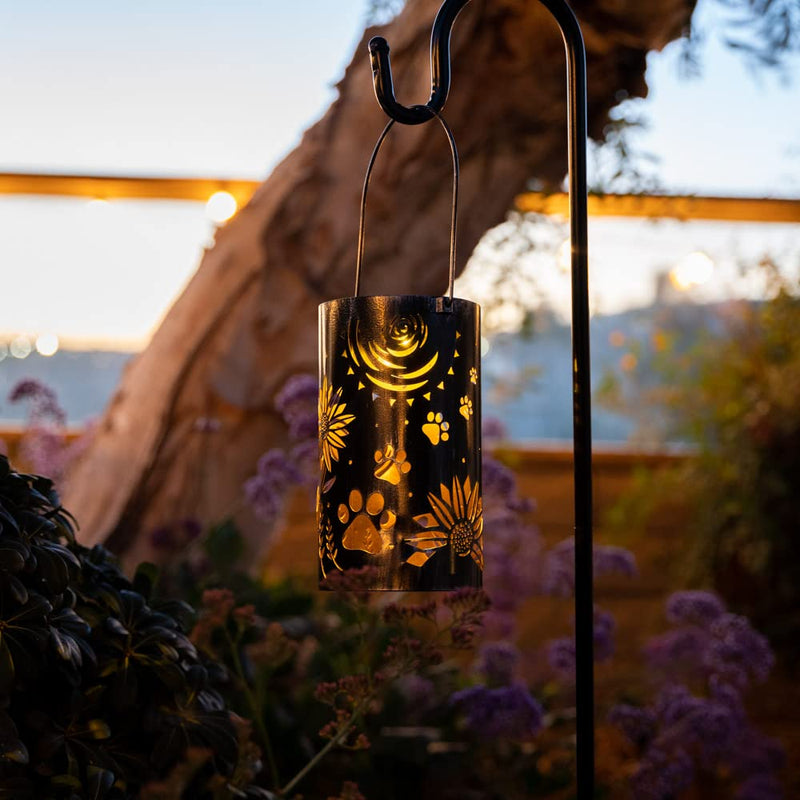iHeartDogs Pet Memorial Gifts - Artisan Shadow Solar Lantern 'Sunflowers & Paws' - This Pet Loss Gift Feeds 7 Shelter Pets in Honor of Your Departed Pet Sunflowers & Paws - PawsPlanet Australia